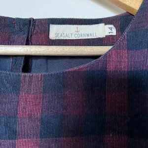 Martingale Checked Needlecord Dress- Size 14 UK/ Size 10 US - Maroon and Navy